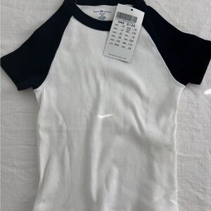 Brandy Melville Navy and White Raglan Tee BNWT